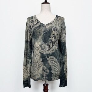Coldwater Creek Sweater Womens Large‎ Paisley Beaded Cardigan Whimsigoth Goblin